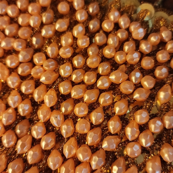 VINTAGE 1960s DEBBIE Gold Beige Faux Pearl Beaded Evening Bag Made in Hong Kong - Picture 14 of 16